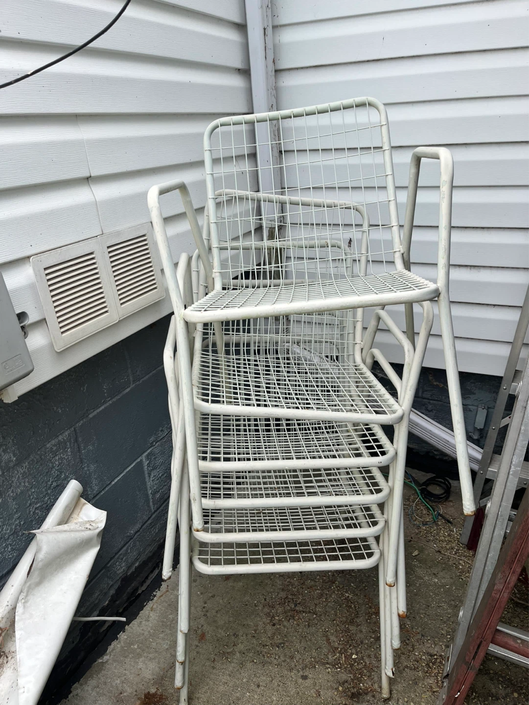 Stackable White Metal Patio Chairs