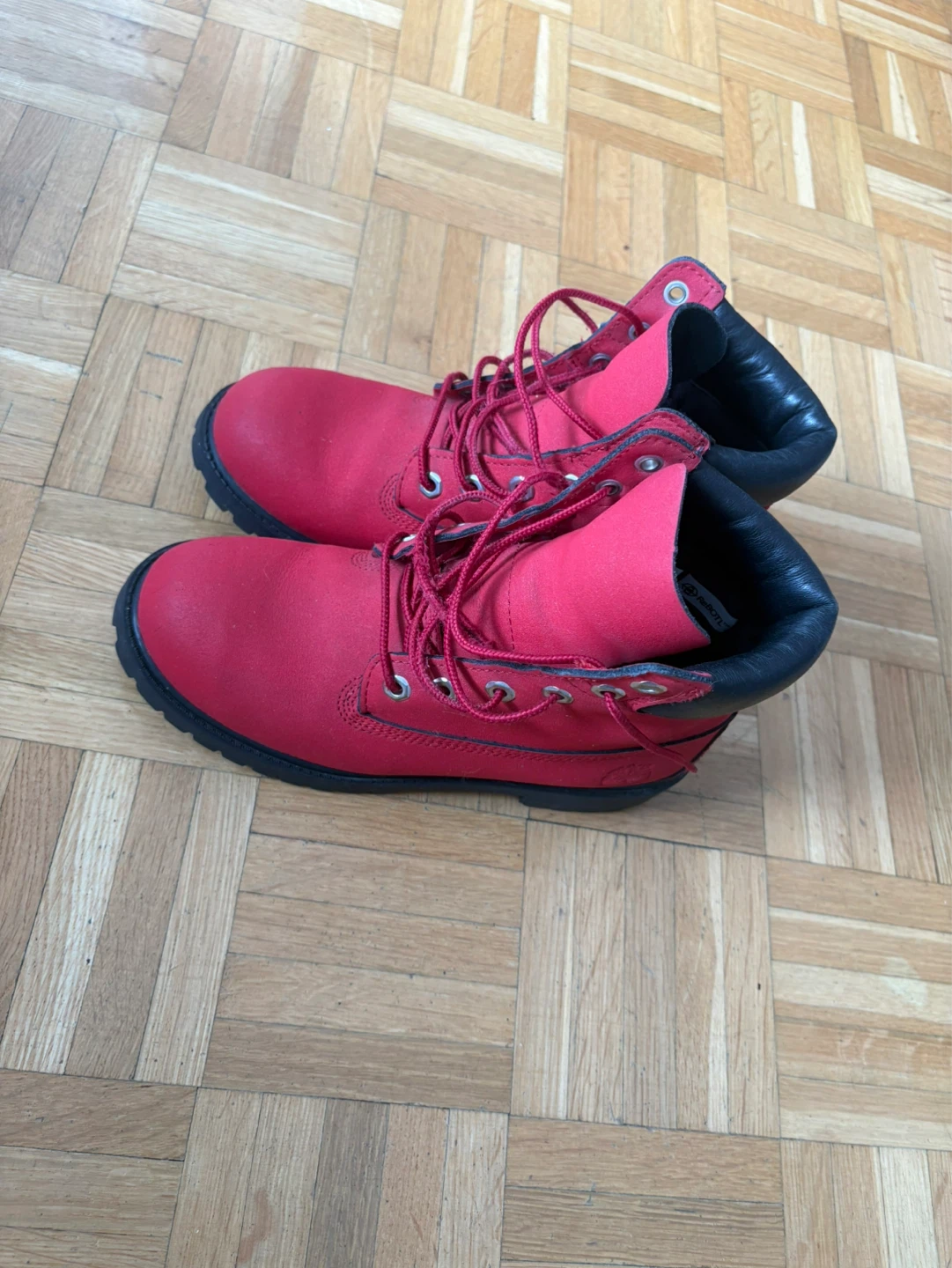Size 5 Timberland Red Lace-Up Boots - photo 2
