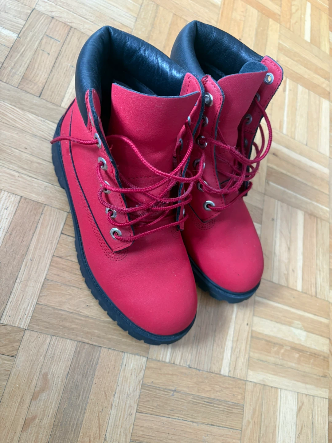 Size 5 Timberland Red Lace-Up Boots