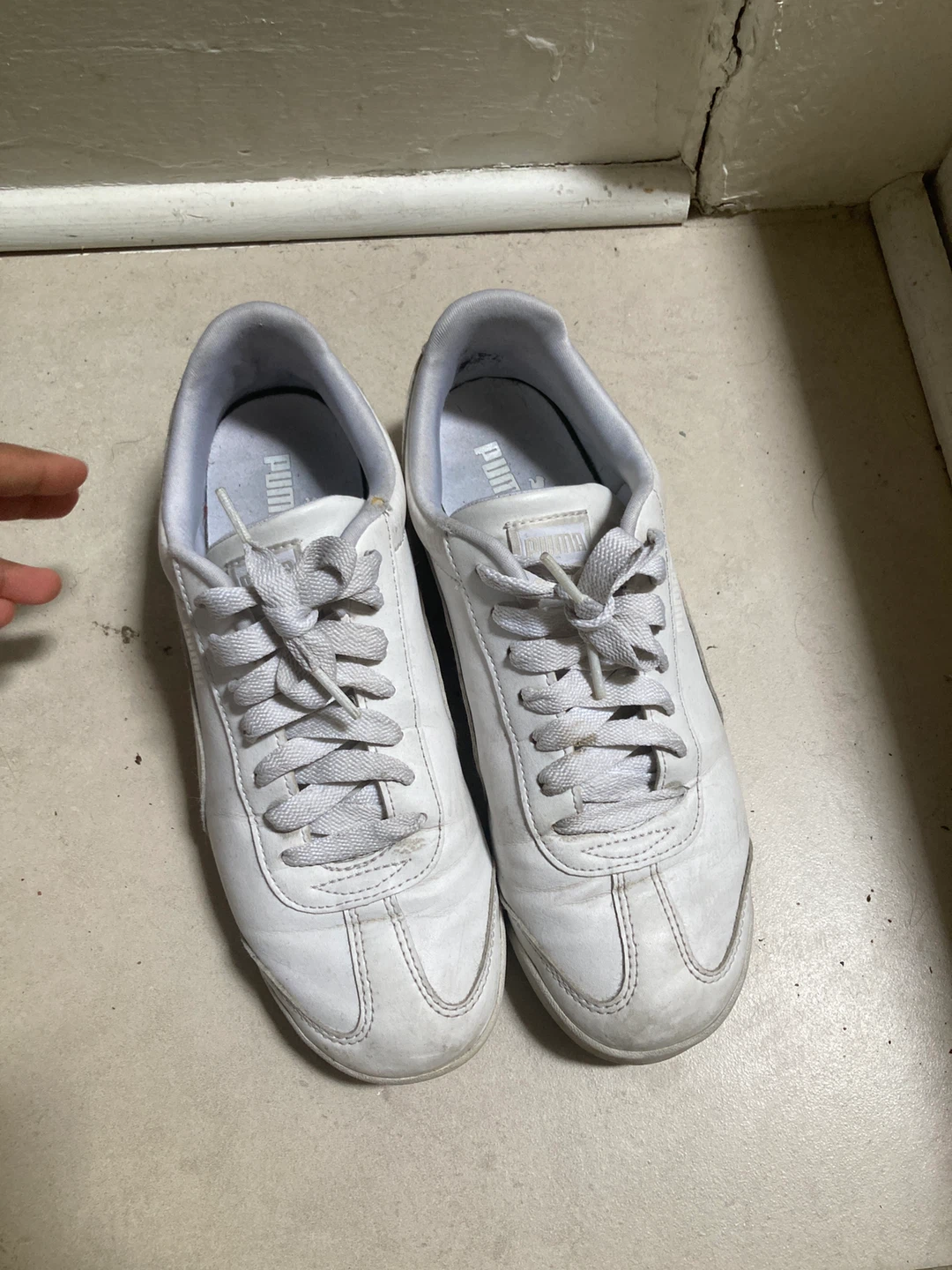 FREE puma White Leather Sneakers