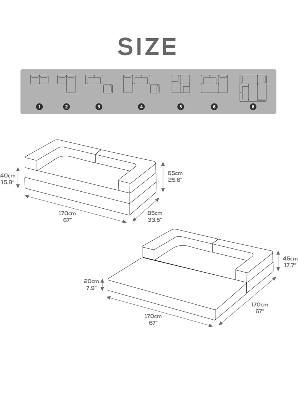 Grey Corduroy Modular Sofa