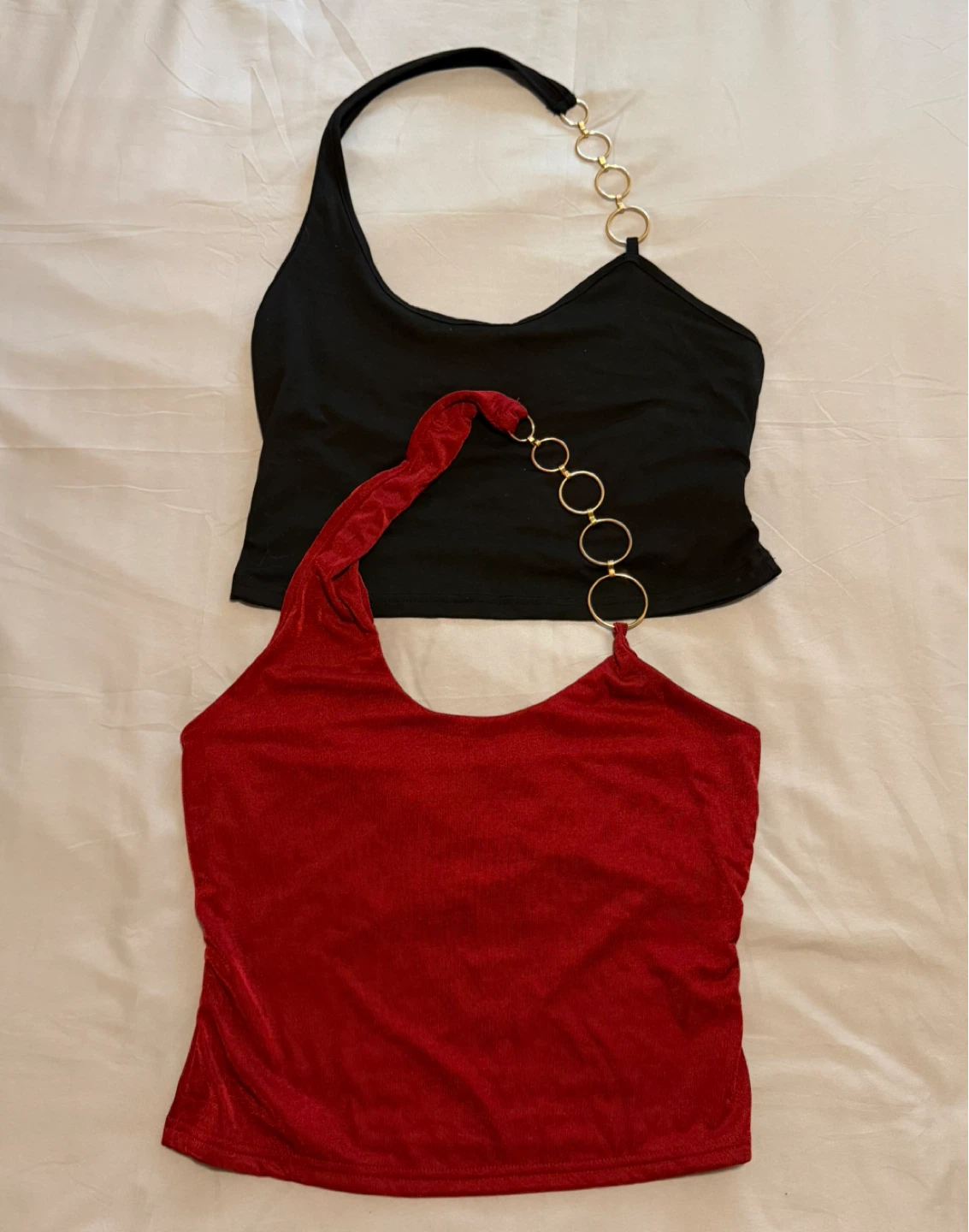 Y2K Halter Crop Tops - Red & Black