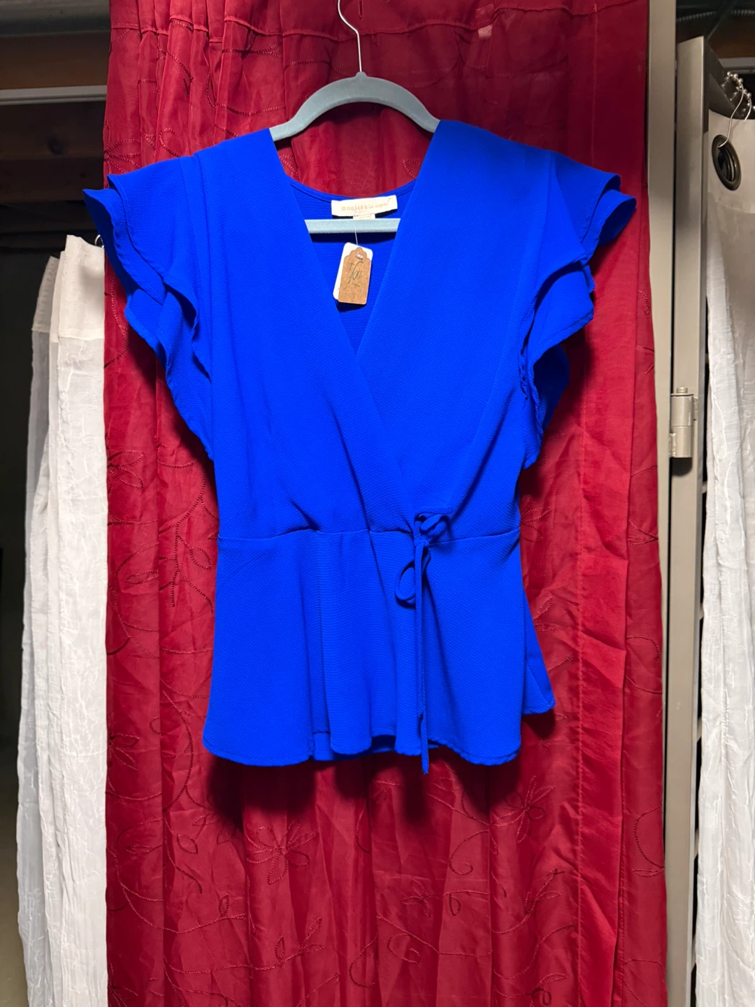 Monteau Los Angeles Blue Wrap Top - Size L - photo 2
