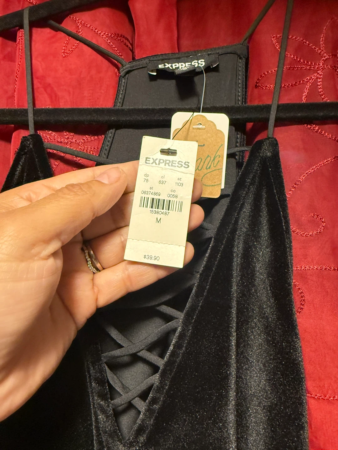Express Black Velvet Cami Top - Size M - photo 4