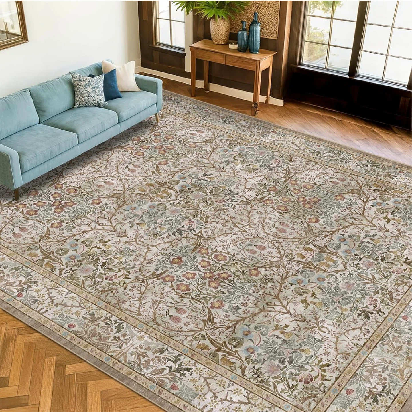 Floral Area Rug - 84" x 120"