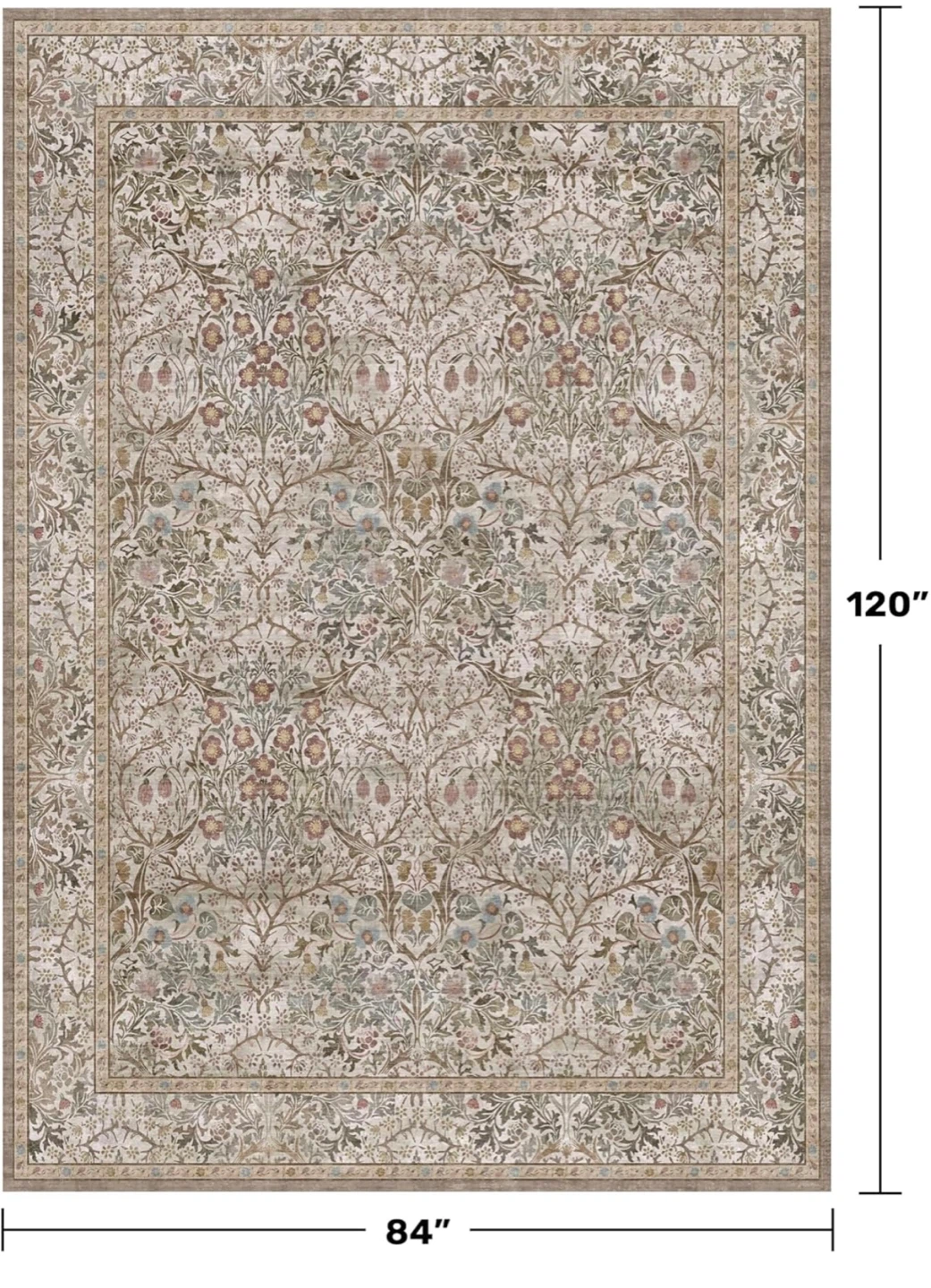 Floral Area Rug - 84" x 120" - photo 2