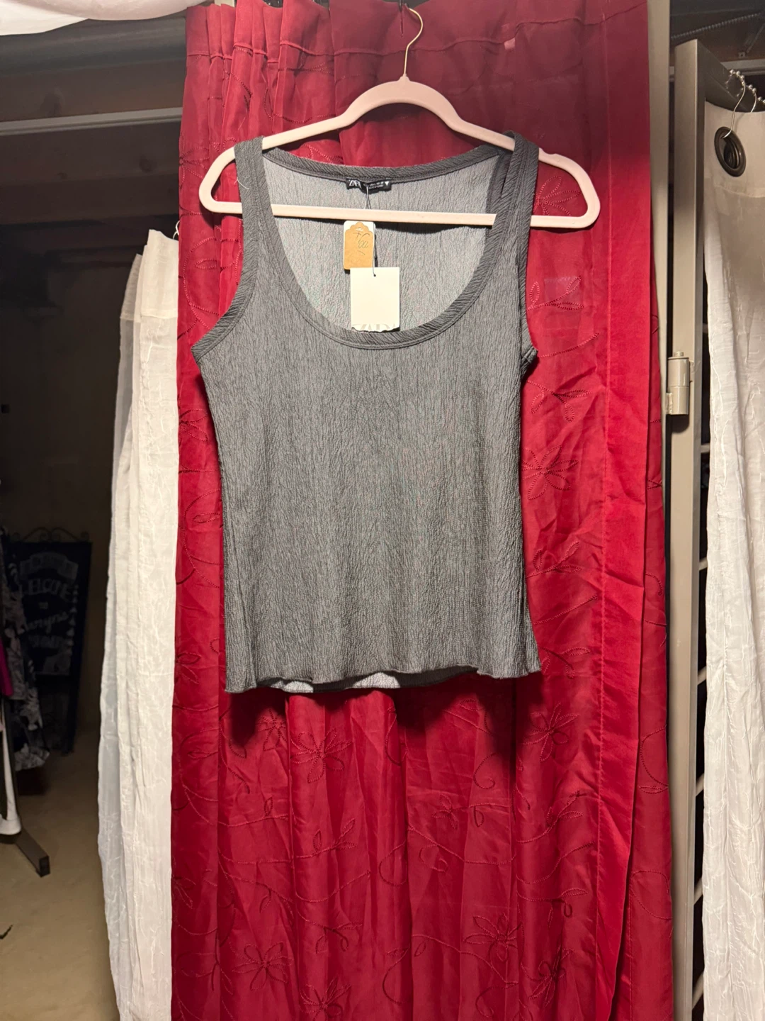 Zara Women's Gray Ribbed Tank Top Size L - photo 2