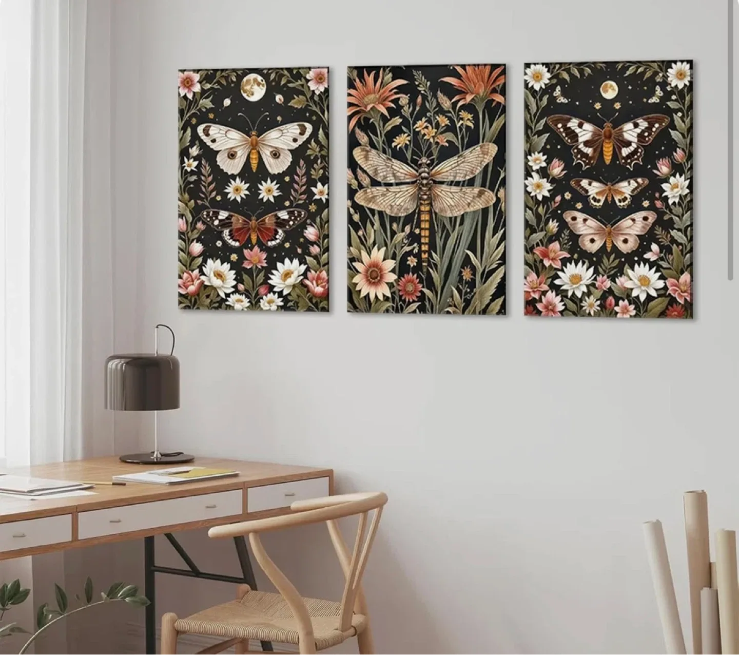 Set of 3 Vintage Style Insect Prints
