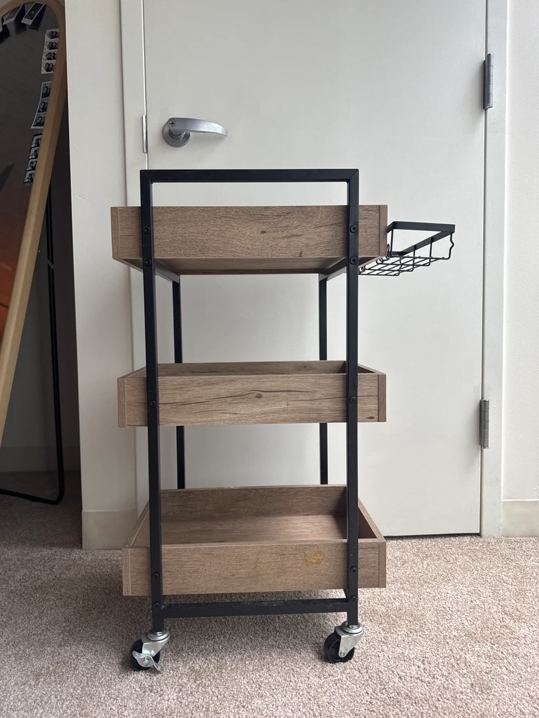 3-Tier Rolling Utility Cart with Wire Basket
