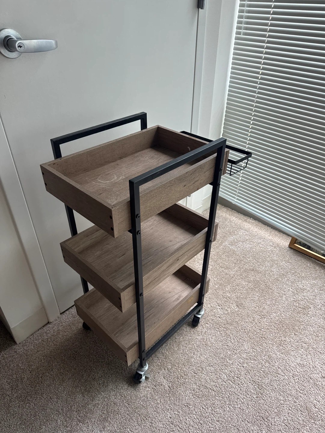3-Tier Rolling Utility Cart with Wire Basket - photo 2
