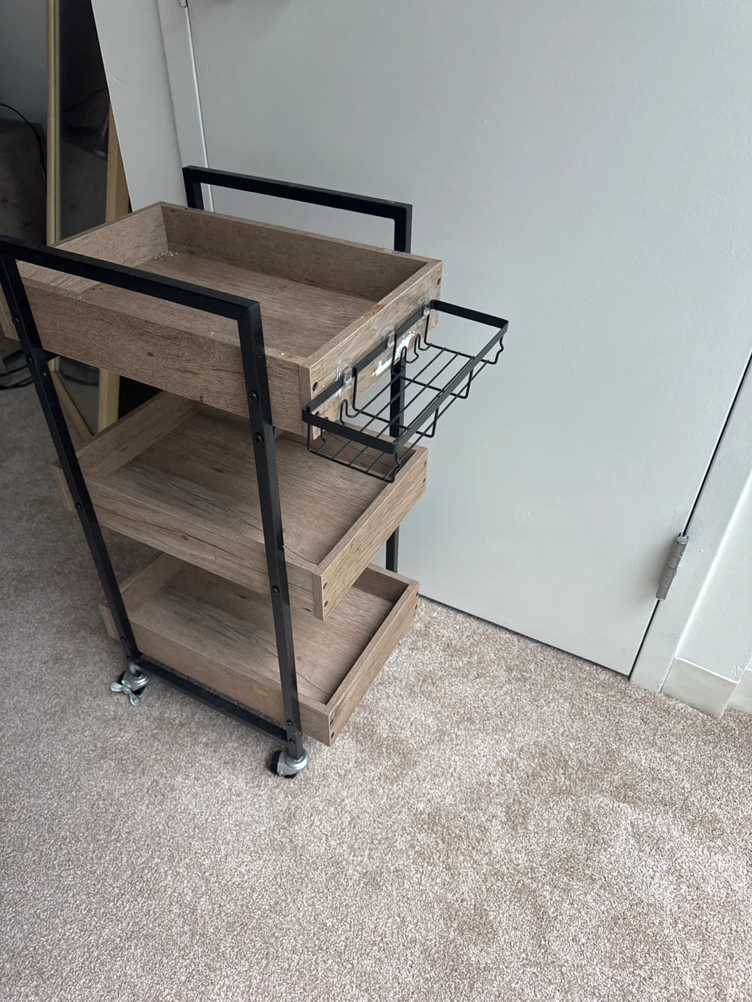 3-Tier Rolling Utility Cart with Wire Basket - photo 3