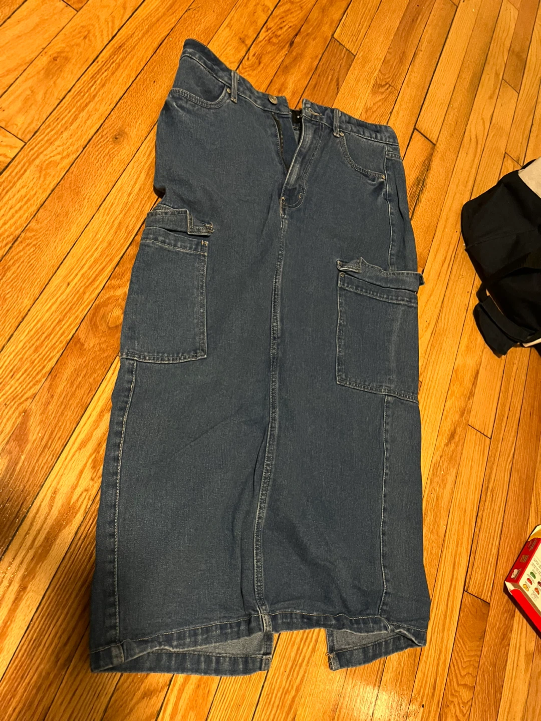 Refuge Denim Cargo Midi Skirt Size L - photo 2