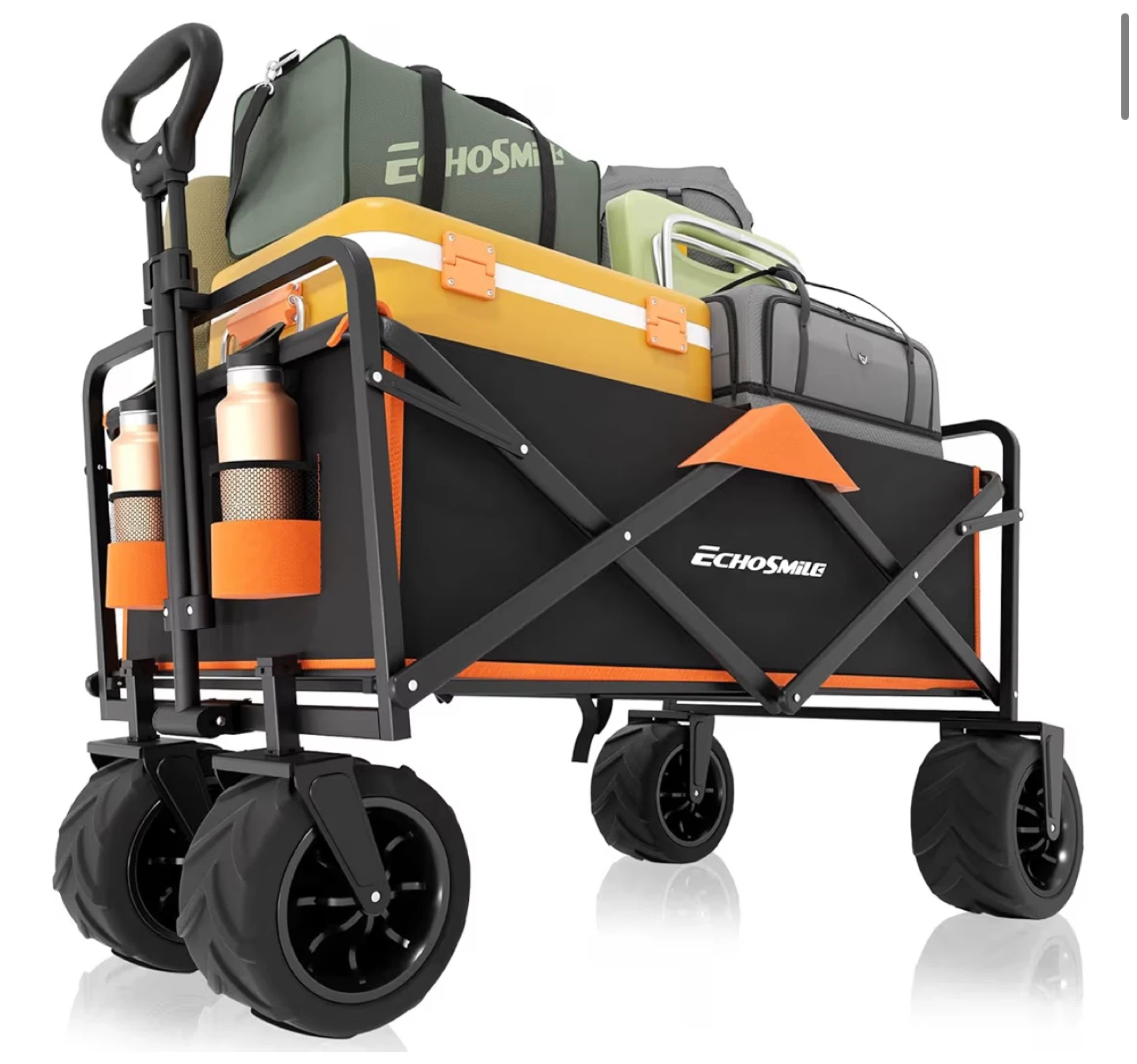 EchoSmile Black & Orange Folding Outdoor Wagon
