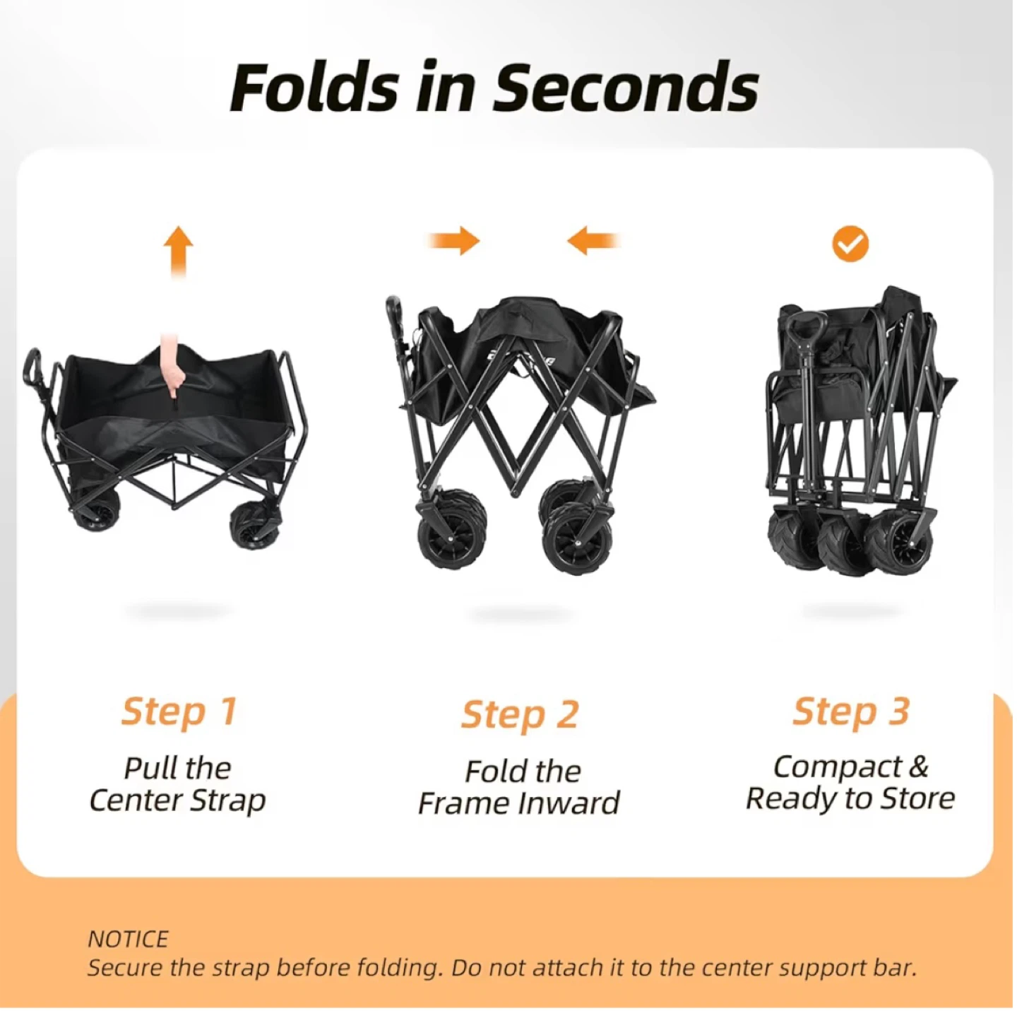 EchoSmile Black & Orange Folding Outdoor Wagon - photo 4