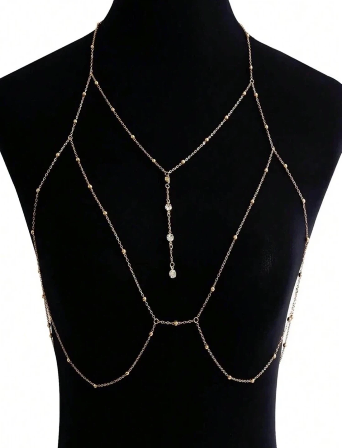 Simple Rhinestone Chain Tassel Body Chain Necklace - photo 3