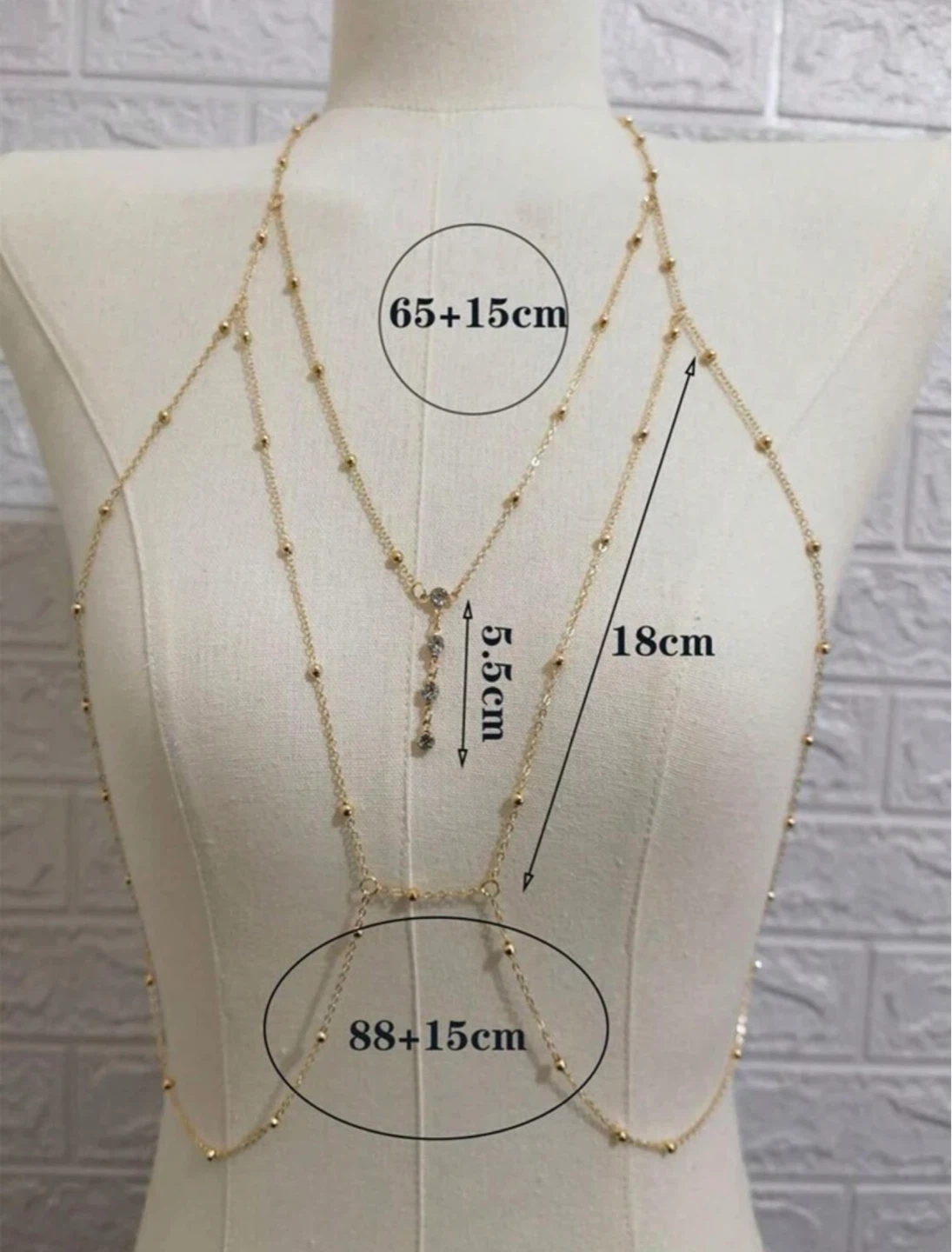Simple Rhinestone Chain Tassel Body Chain Necklace - photo 2