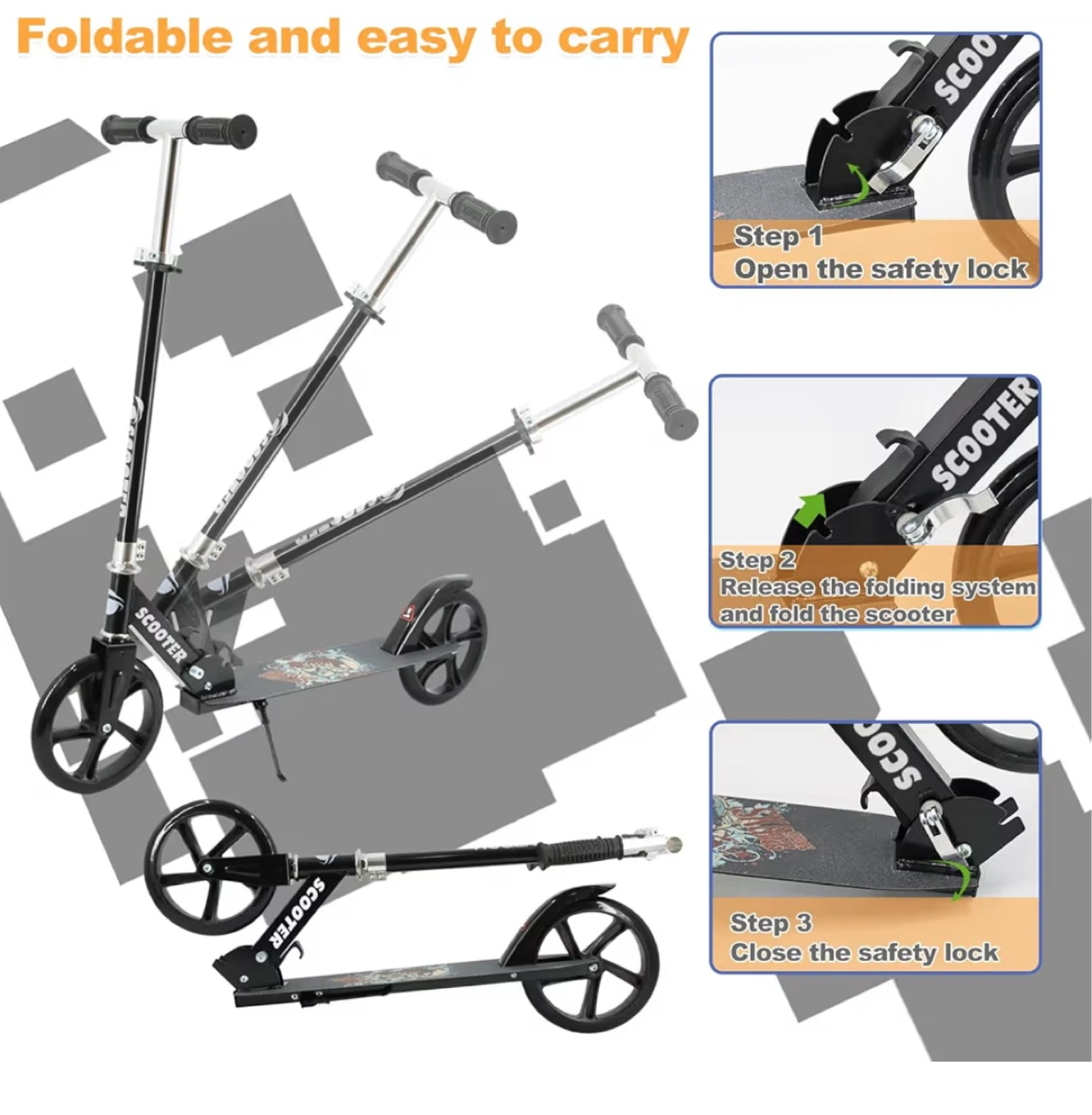 Scooter for Kids and Teens - Adjustable Height, 240 lbs Max Load - photo 4