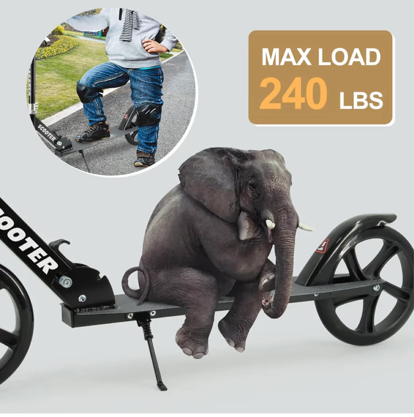 Scooter for Kids and Teens - Adjustable Height, 240 lbs Max Load - photo 3