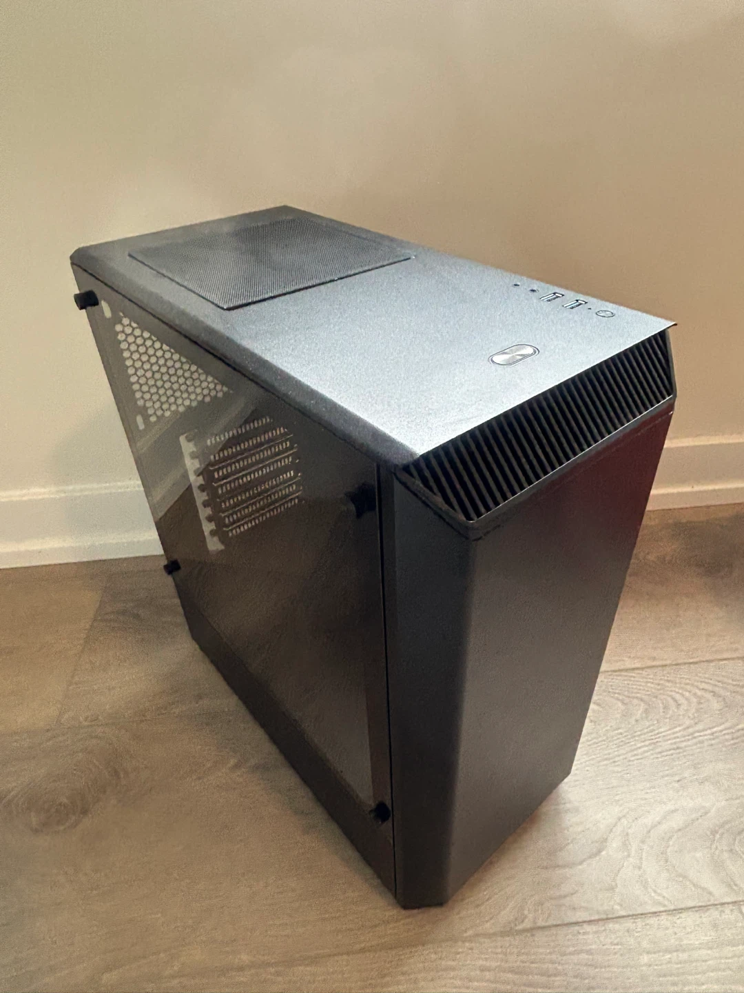 Black ATX PC Case with Tempered Glass Side Panel