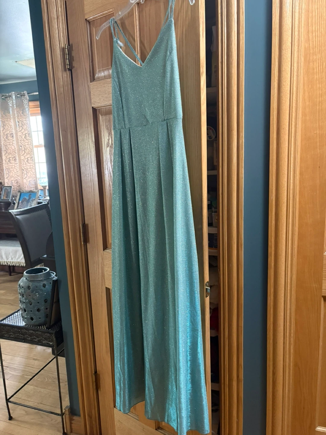 Sparkly Green Spaghetti Strap Maxi Dress - photo 4