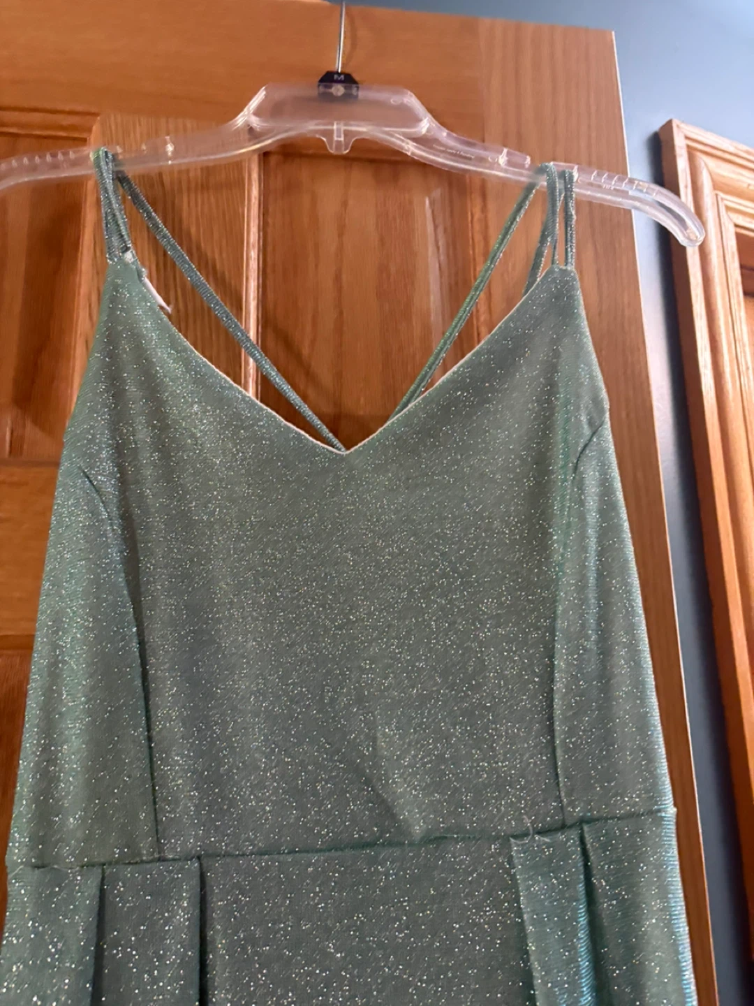 Sparkly Green Spaghetti Strap Maxi Dress - photo 2