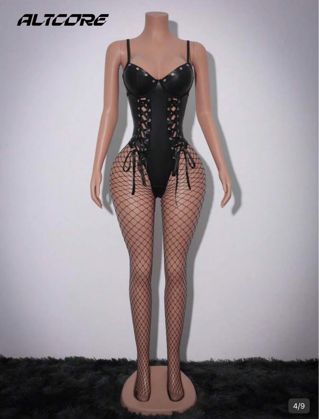 ALTCore Faux Leather Corset Bodysuit with Lacing - photo 3