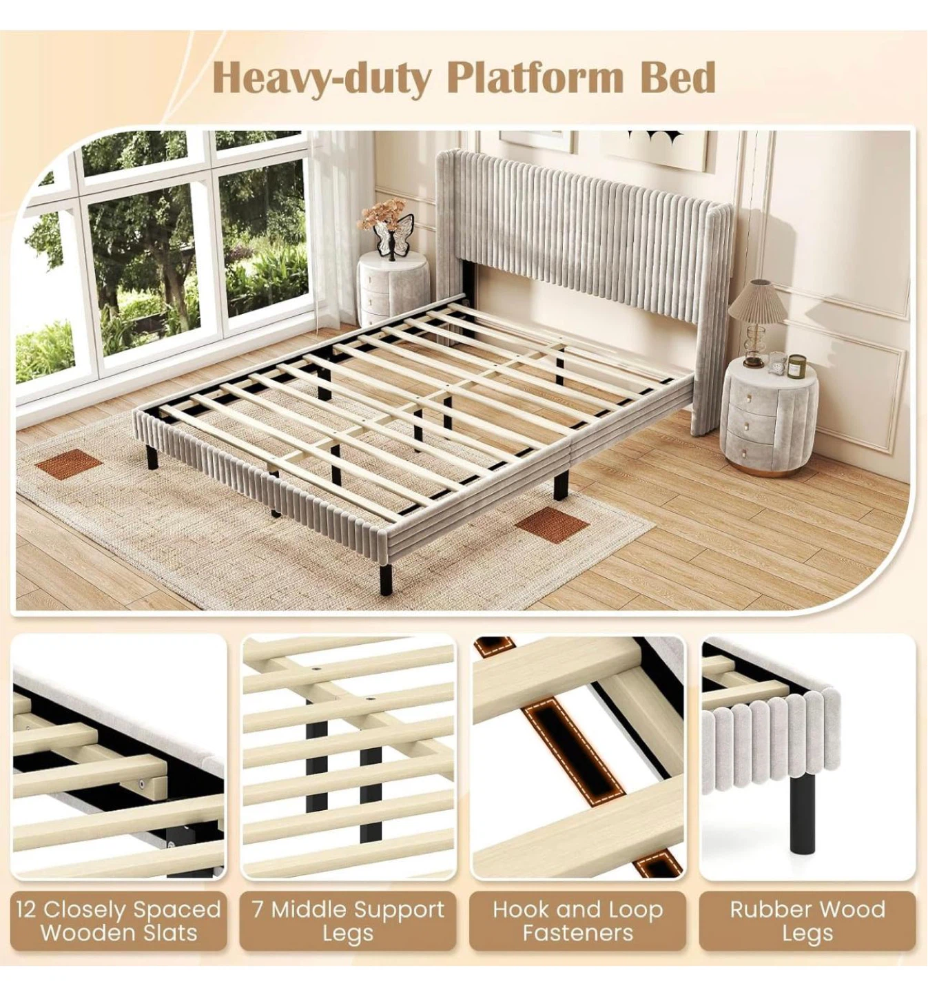 Queen Size Heavy-duty Platform Bed Frame - photo 3