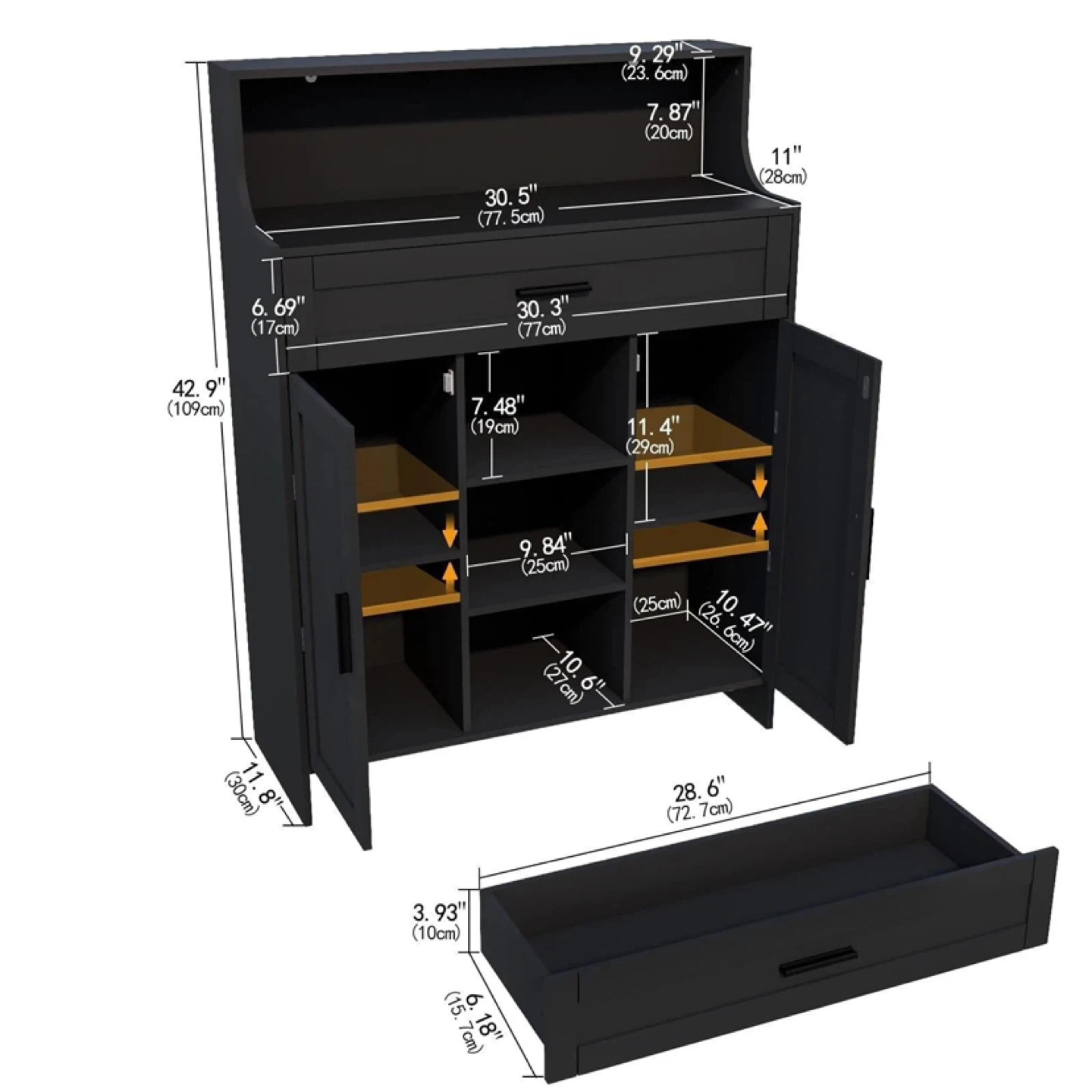 Black kitchen storage cabinet with door and Drawers - photo 2