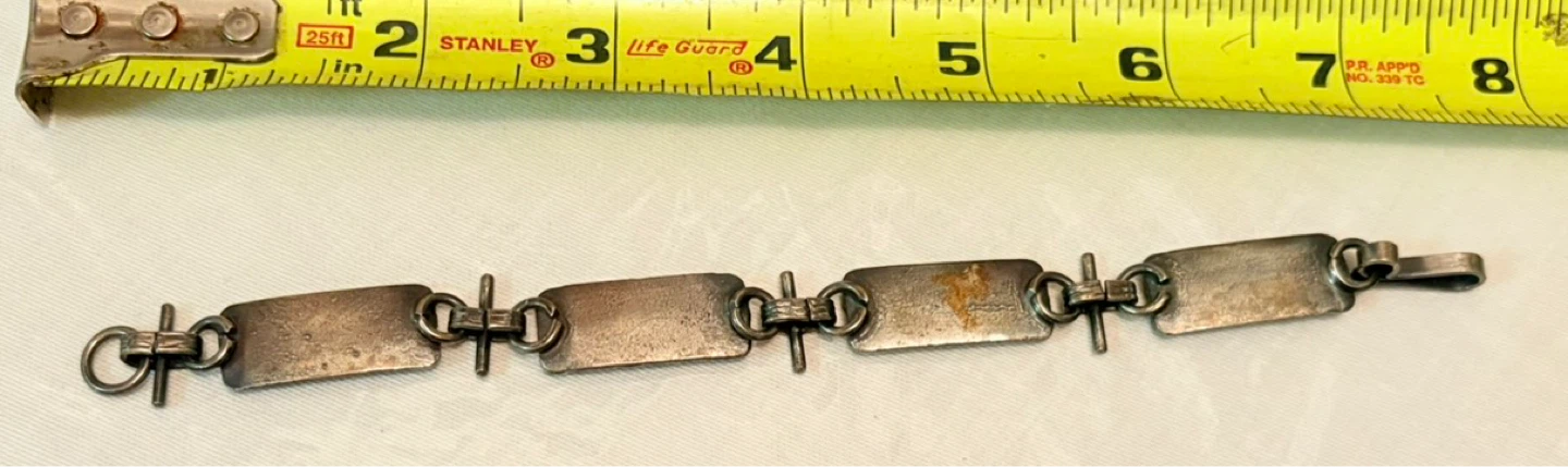 Vintage BRUTALIST Amber Stone Link Bracelet - photo 3