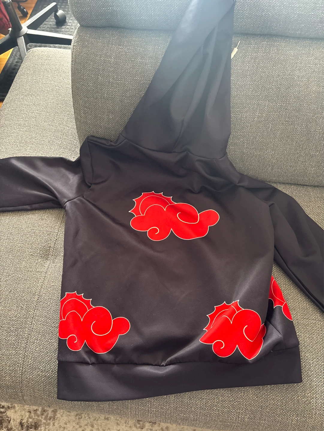 Black Naruto Hoodie with Red Cloud Design - photo 2