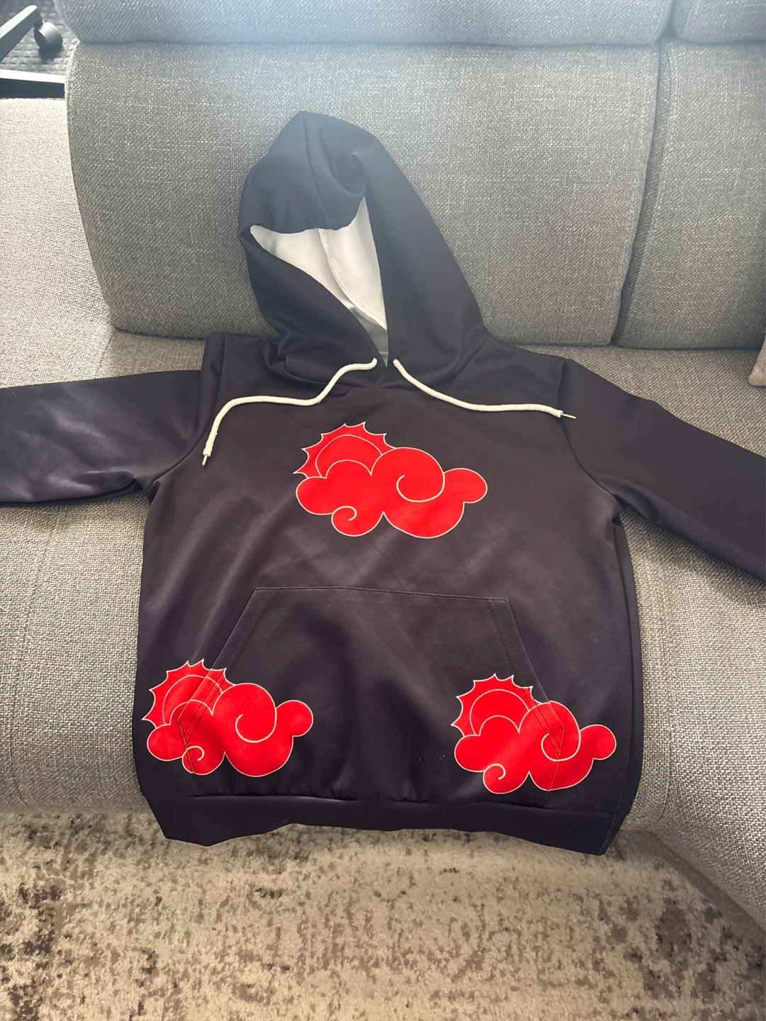 Black Naruto Hoodie with Red Cloud Design