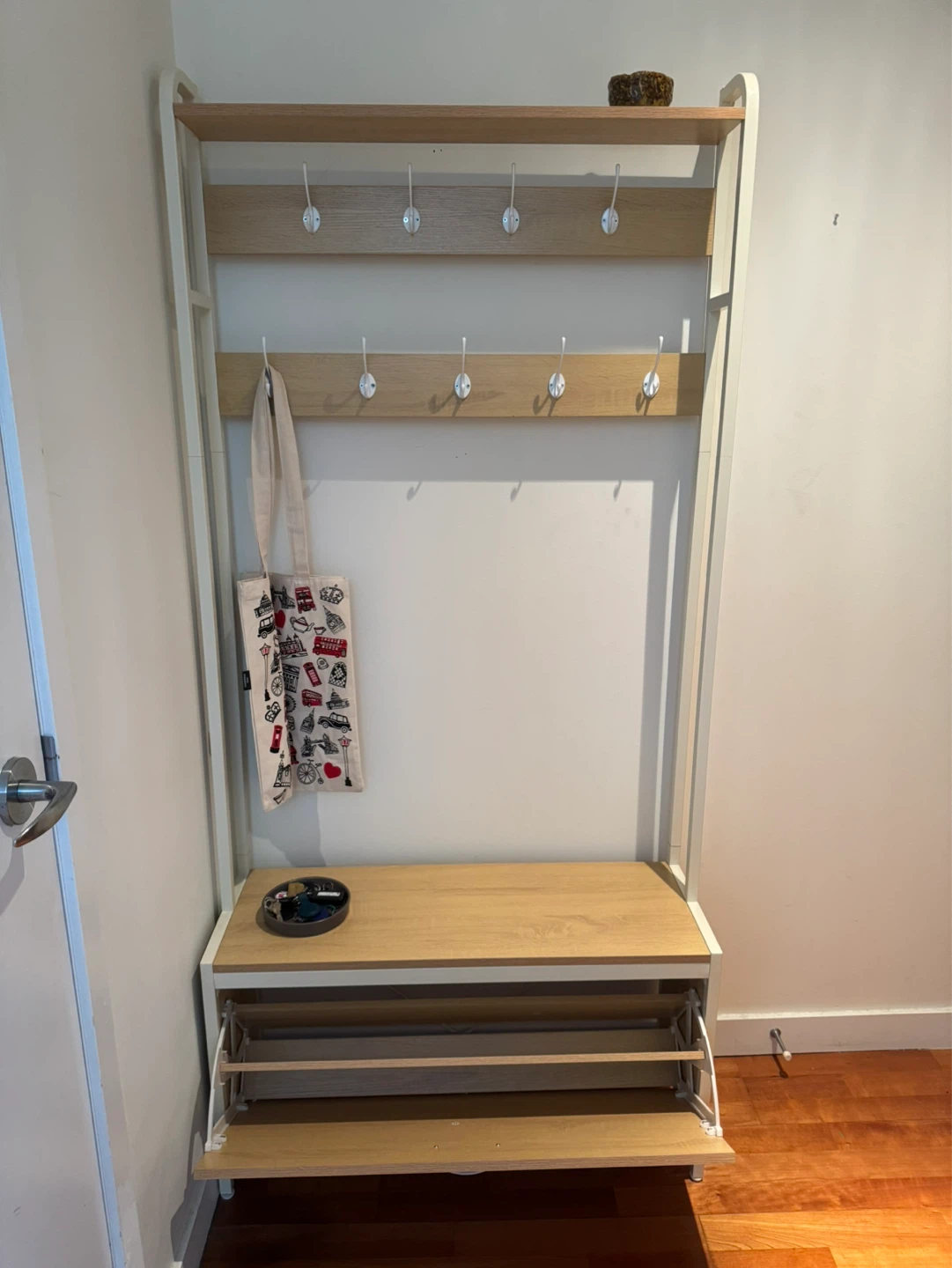 Hall Coat Rack with Shoe Storage Bench - photo 2