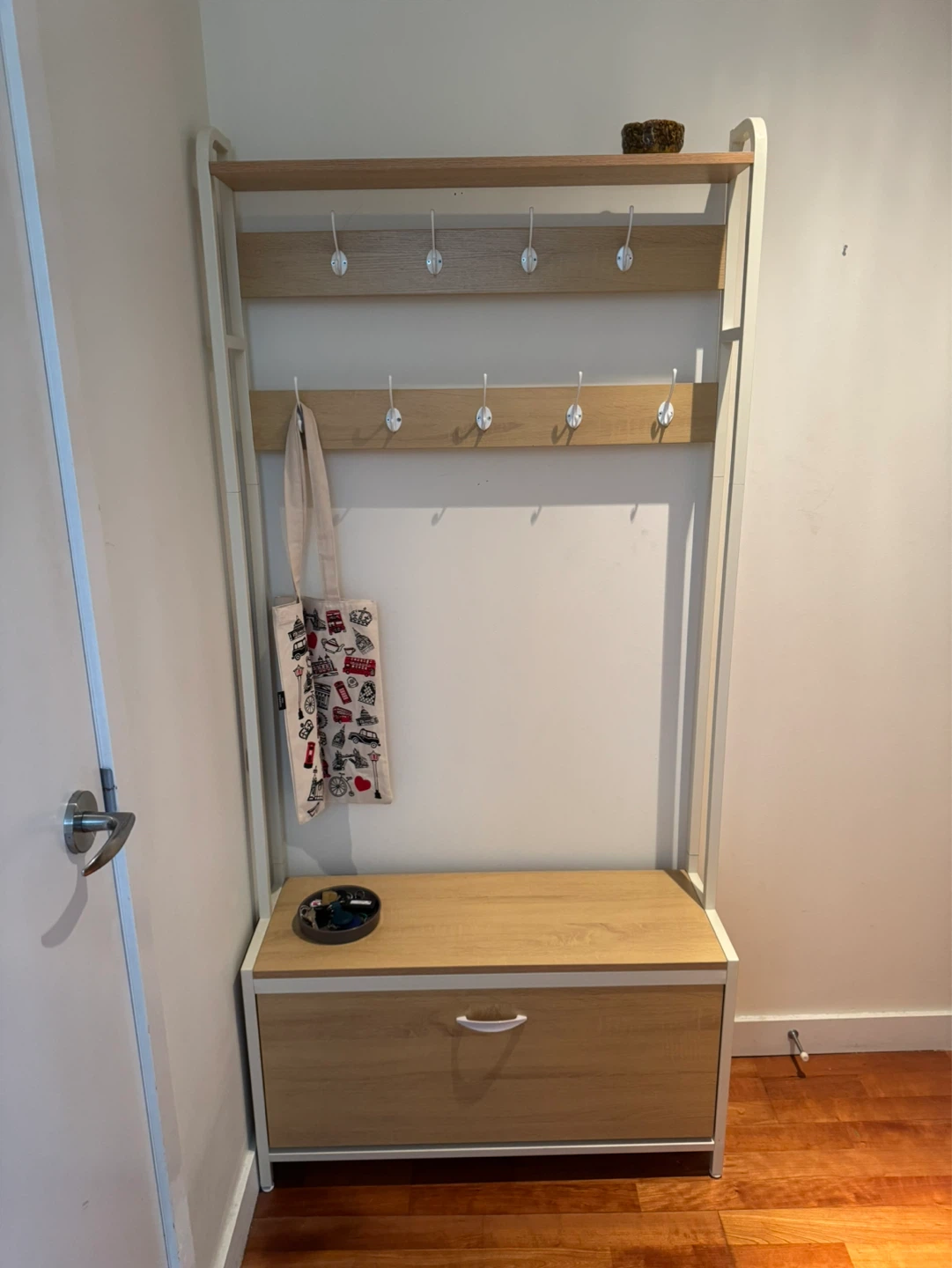 Hall Coat Rack with Shoe Storage Bench