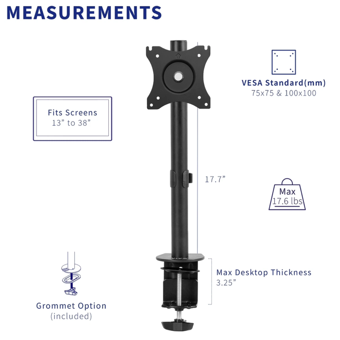 VIVO Single Monitor Adjustable Tilt Desk Mount Stand