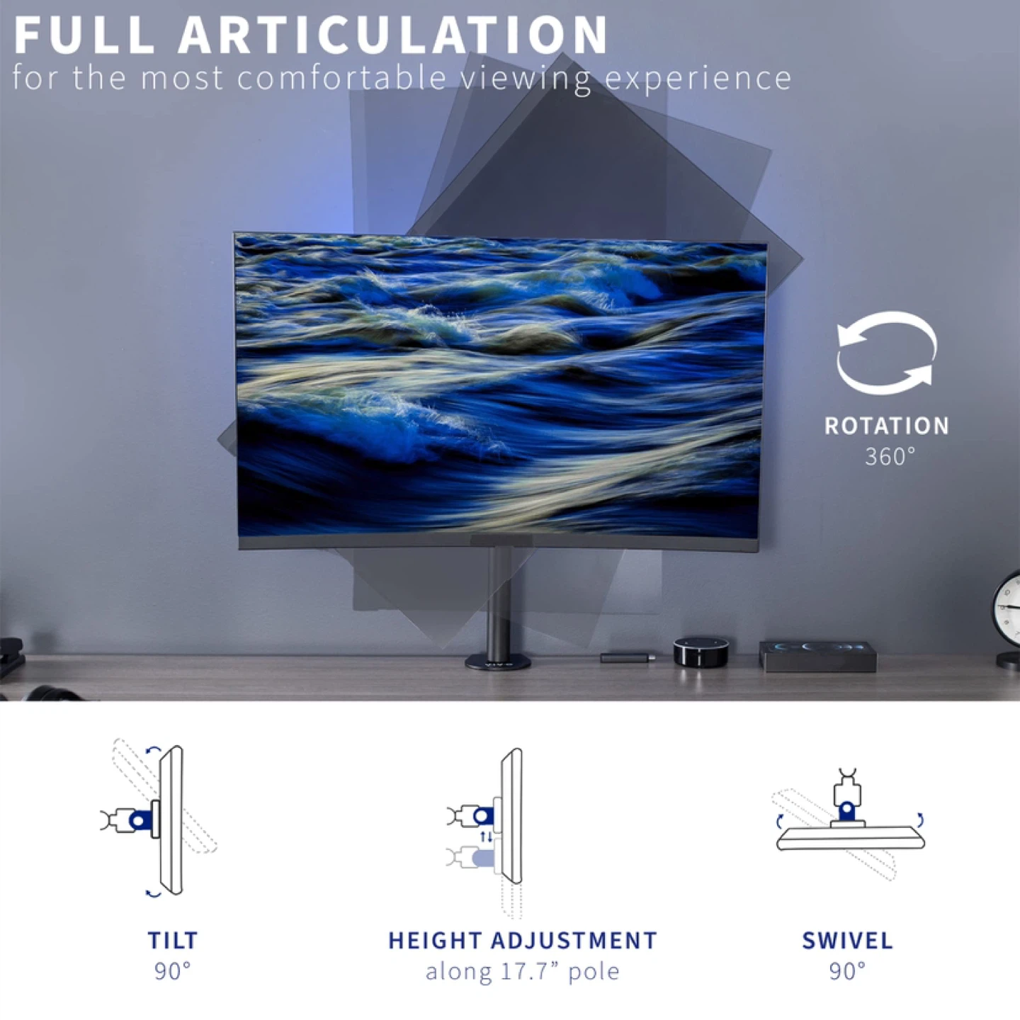 VIVO Single Monitor Adjustable Tilt Desk Mount Stand - photo 4
