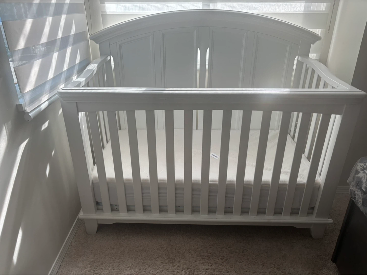 White Baby Crib with Mattress