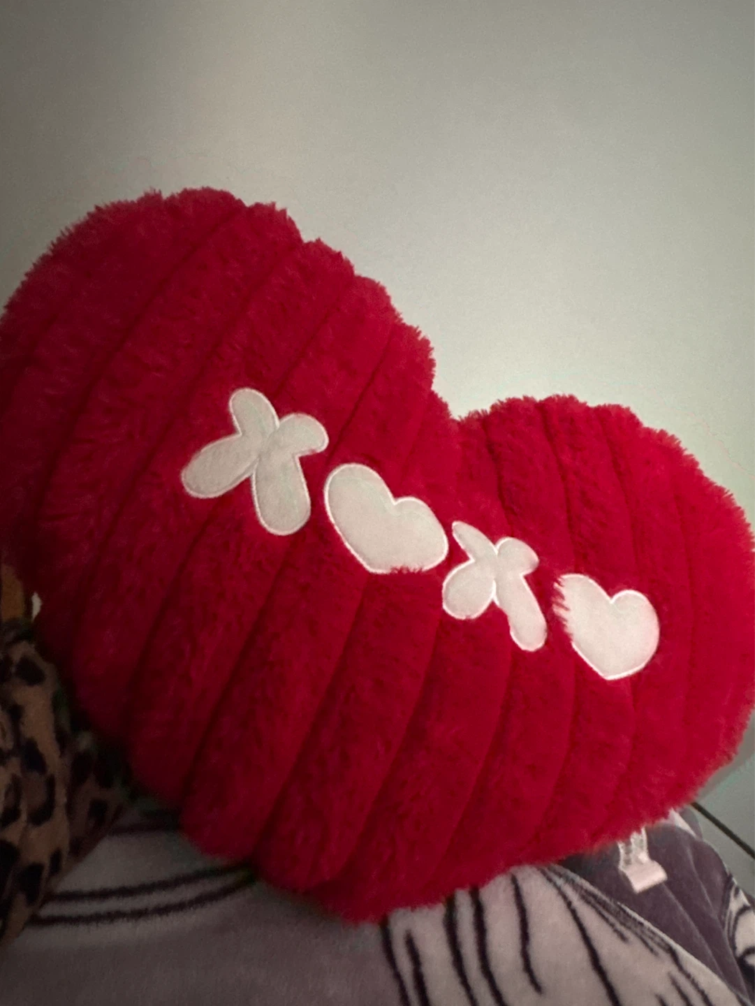 Red Heart Pillow with XOXO Design