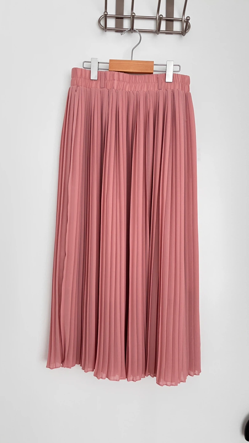 Pleated Midi Skirt - Pink，Size Ｓ