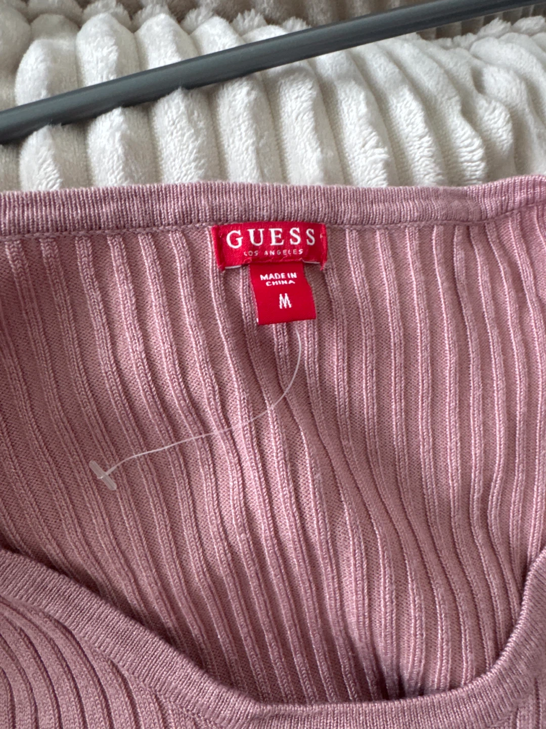 Guess Ribbed Long Sleeve Mini Dress Pink Size M - photo 3