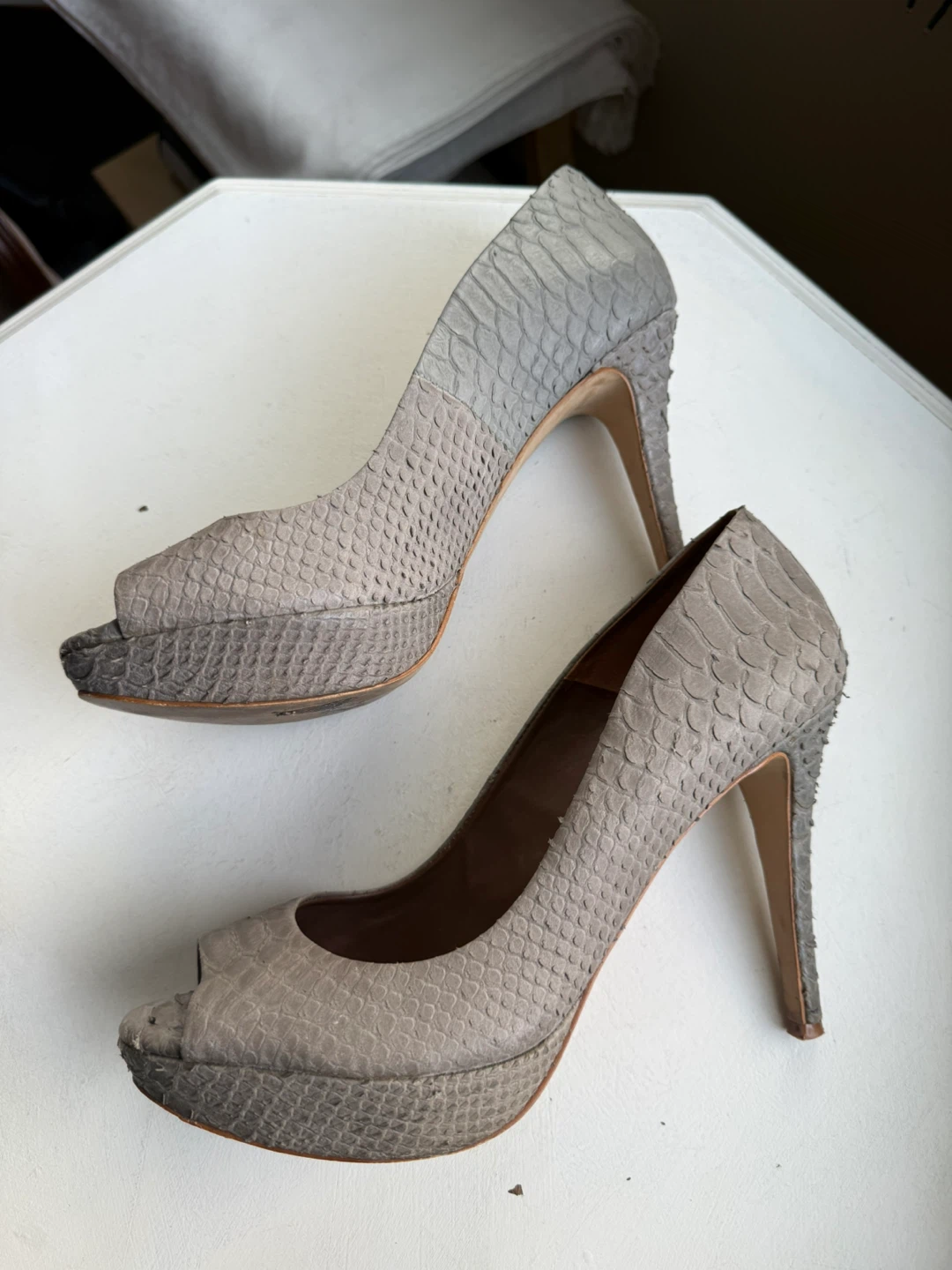 Zara Grey Snakeskin Stilettos sz 10 - photo 3