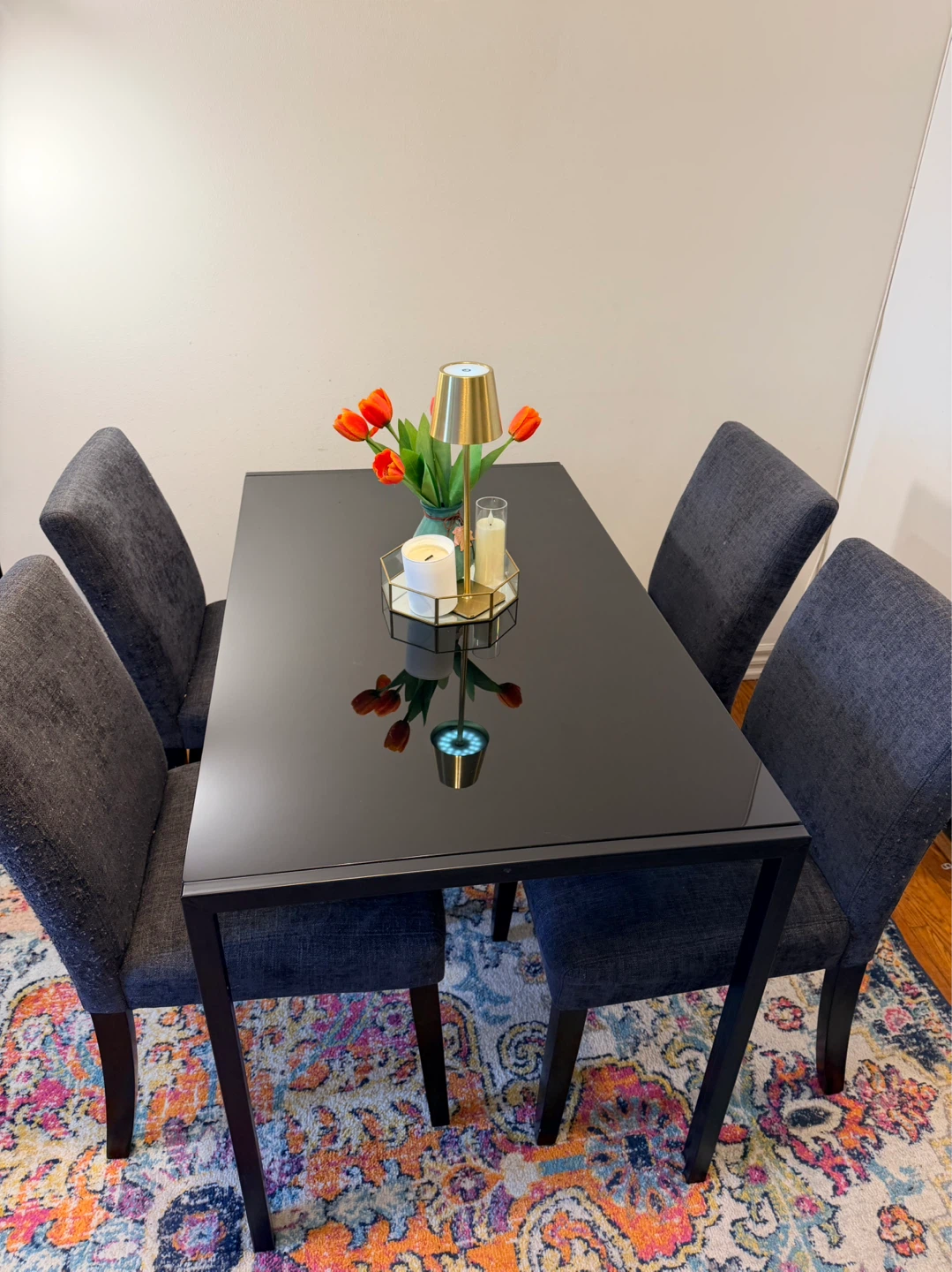 Black Dining Table with 4 Chairs - photo 2