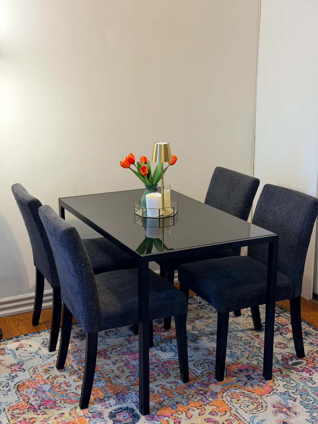 Black Dining Table with 4 Chairs