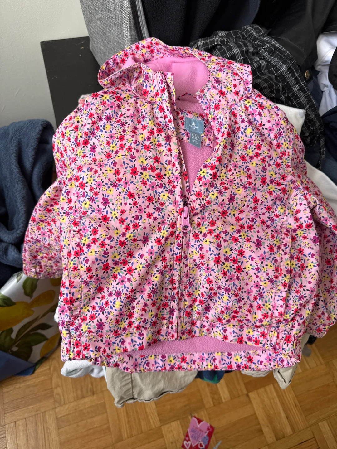 Baby Gap Pink Floral Hooded Jacket - Size 6-12 Months - photo 2