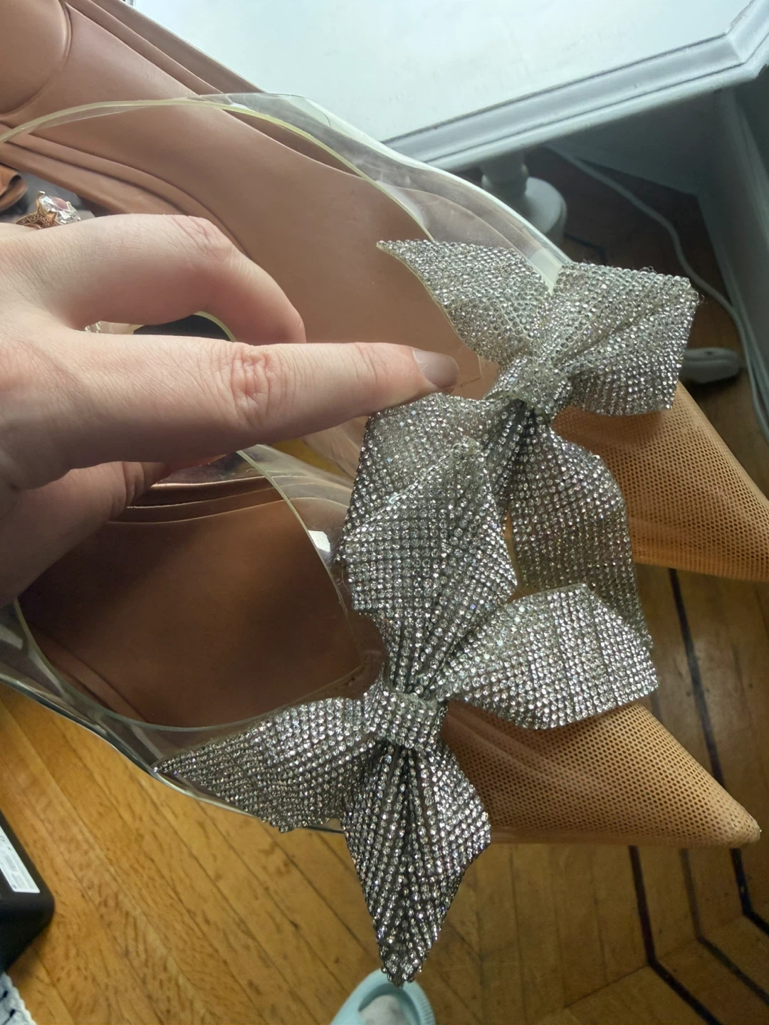 Zara rhinestone bow heels sz 10 - photo 4