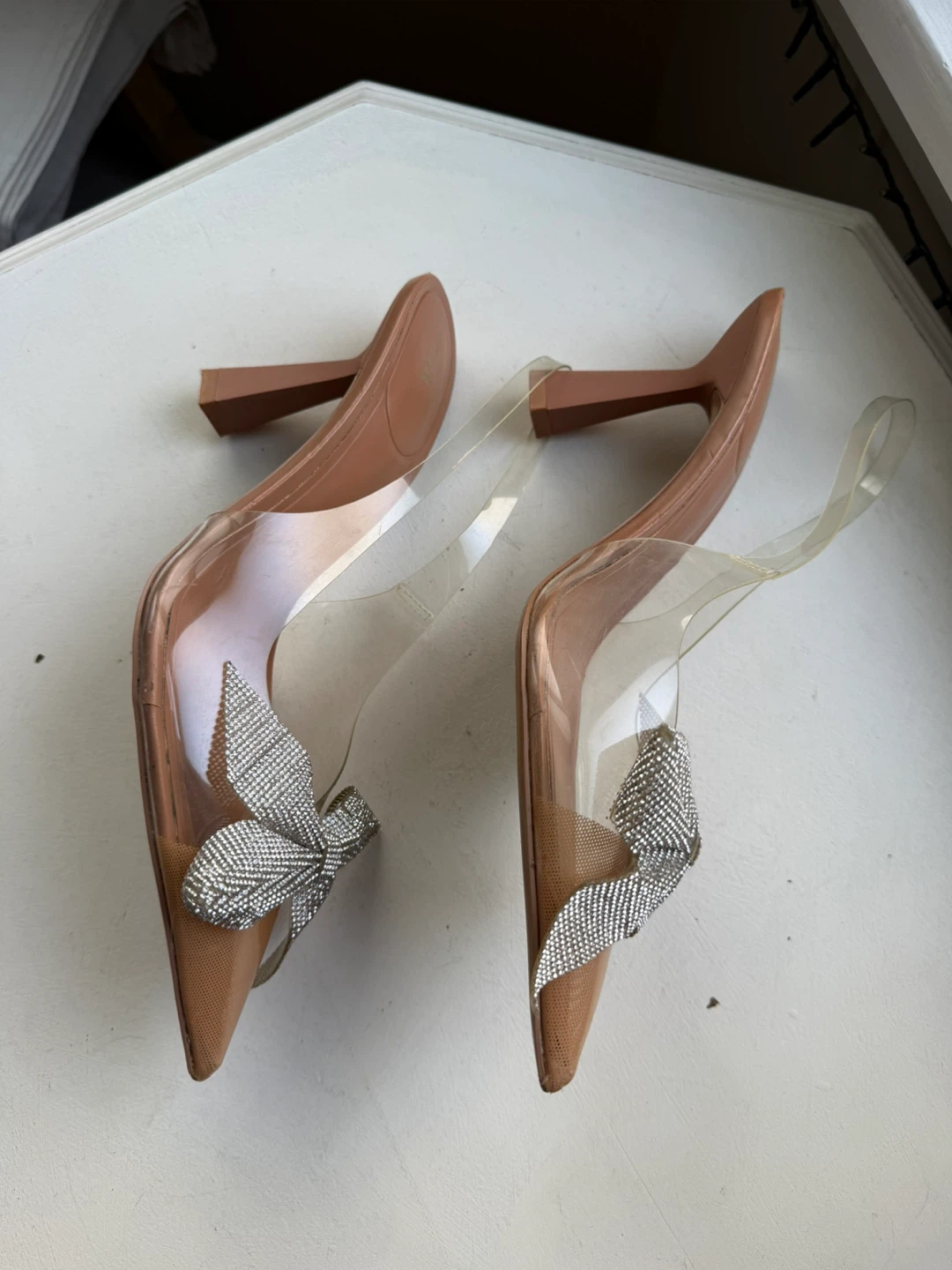 Zara rhinestone bow heels sz 10 - photo 3