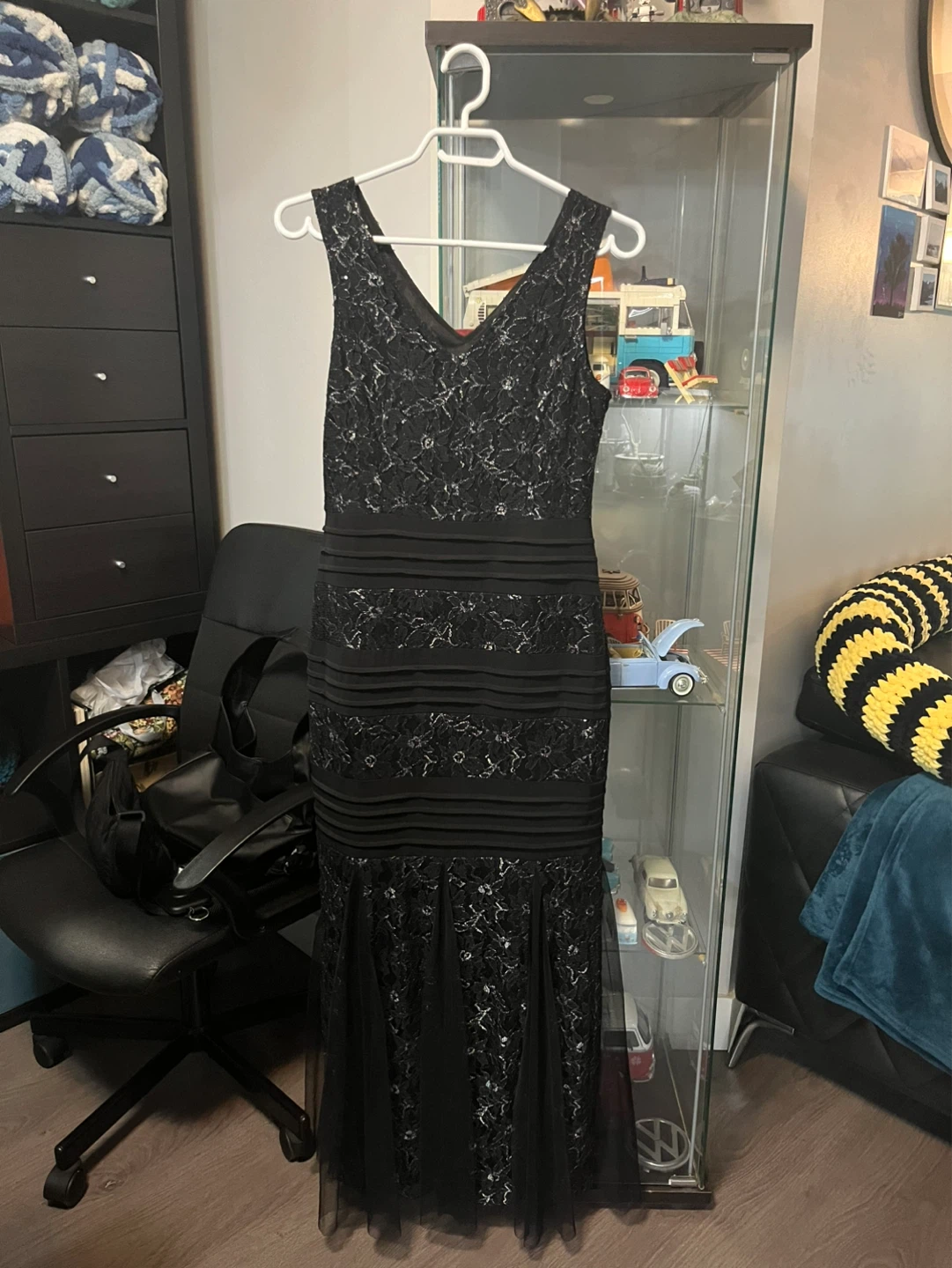 Candlelite Black Lace Sequin Dress Size S