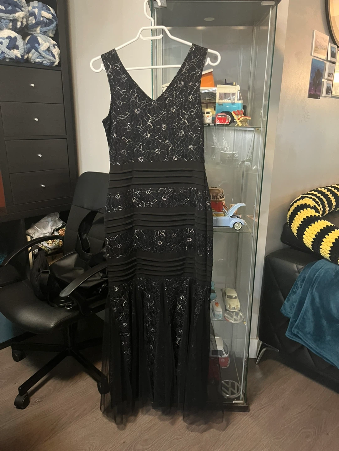 Candlelite Black Lace Sequin Dress Size S - photo 2