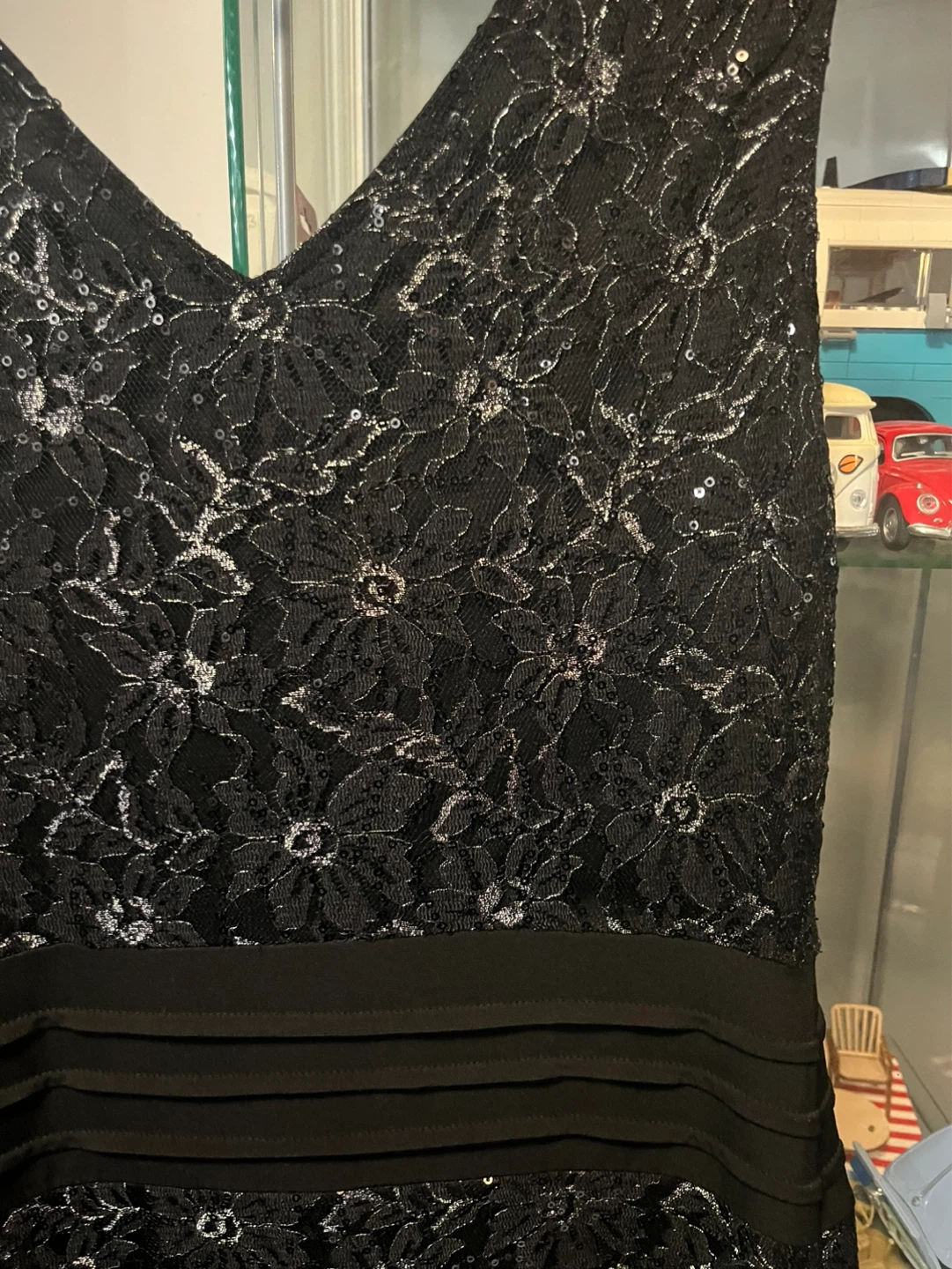 Candlelite Black Lace Sequin Dress Size S - photo 3