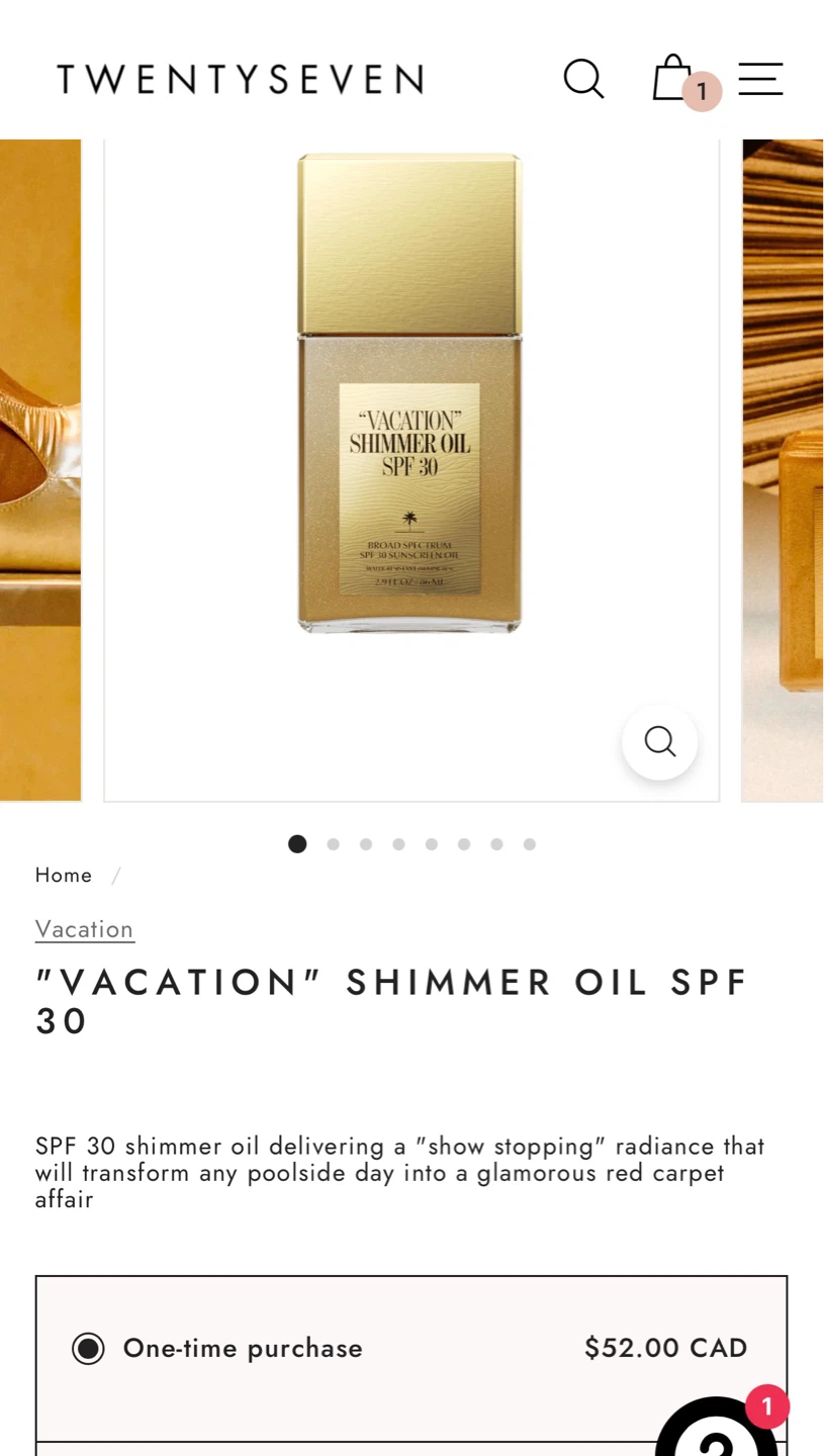 BNWT "VACATION" BY VACATION INC. SHIMMER OIL SPF 30