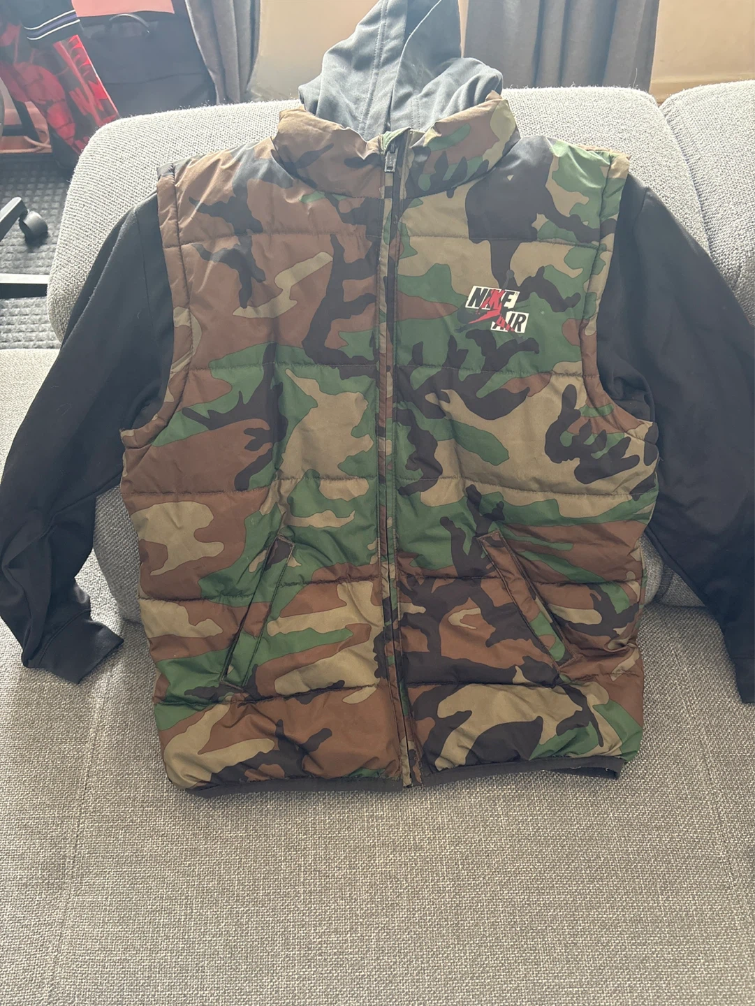 Size 13-15 - Nike Air Jordan Camo Puffer Vest with Black Sleeves